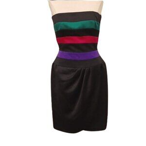 Victor Costa Strapless Satin Retro Striped Cocktail Dress NEW- Sz. 10
